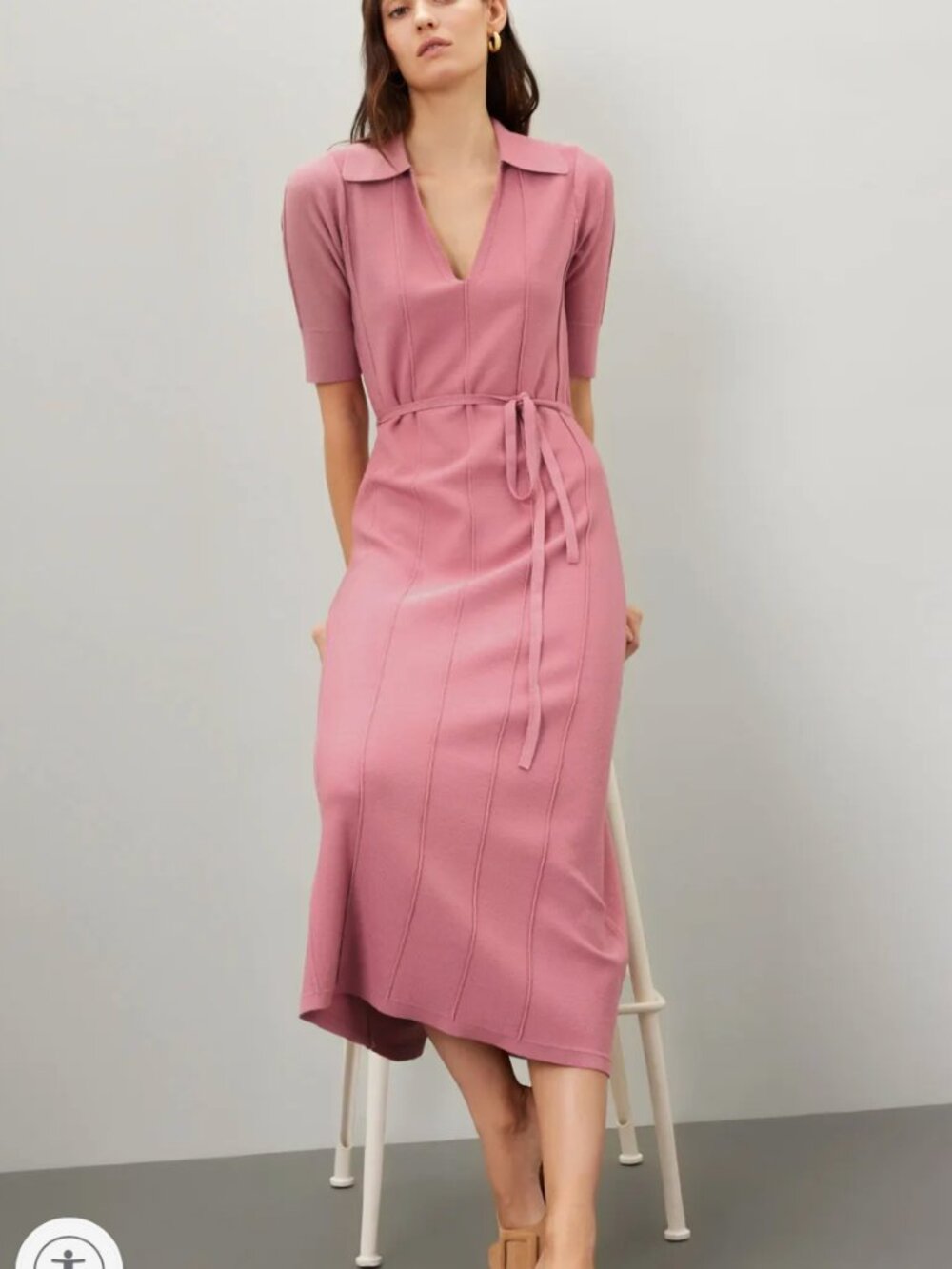 Adam Lippes Dusty Rose Polo Knit Midi Dress